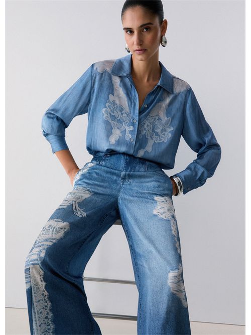 Pantaloni flare con stampa digitale LIU JO | UA6312T5958/79044